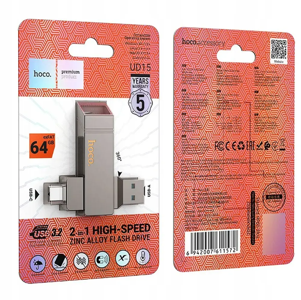Флеш-накопичувач Hoco UD15 Clever USB3.2 Type-C flash drive(64GB) - фото 2