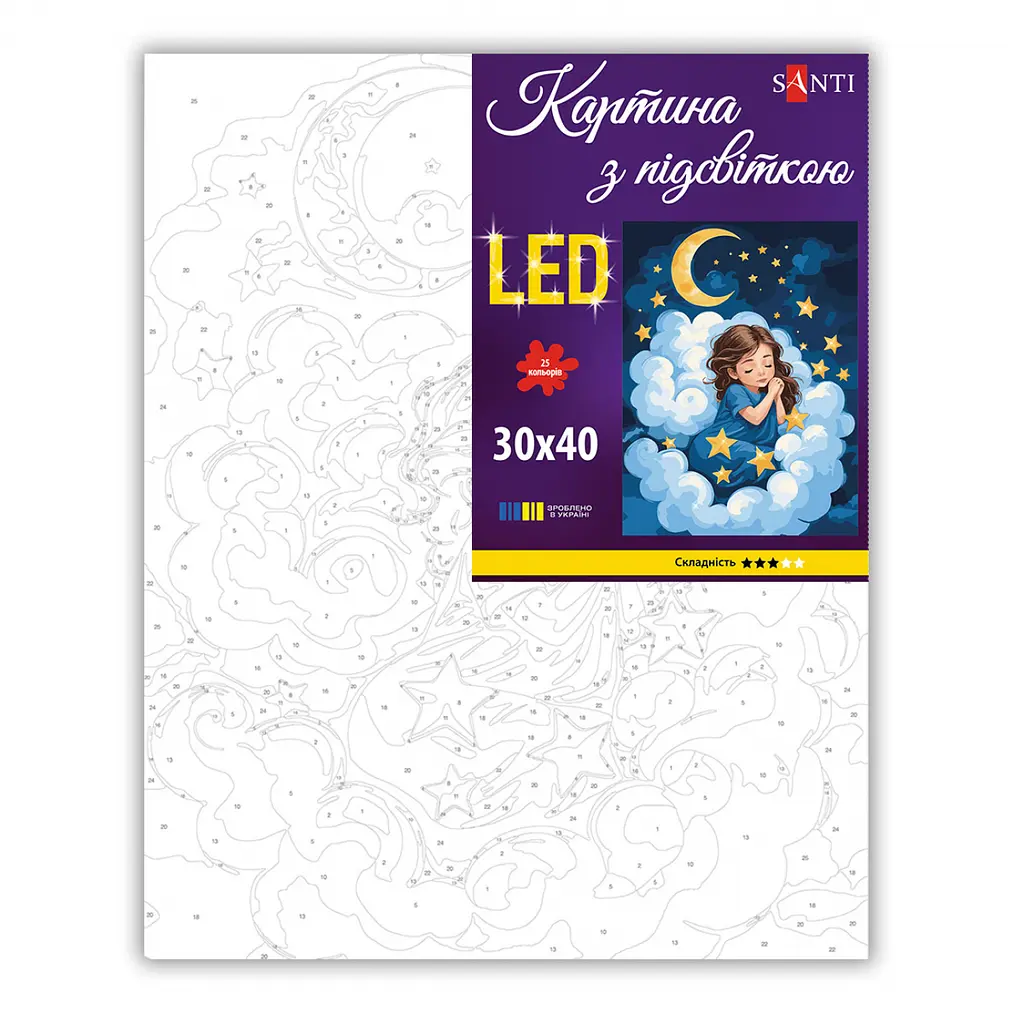 Картина за номерами Santi Зоряна колискова 30х40 см LED підсвітка (956553) - фото 2