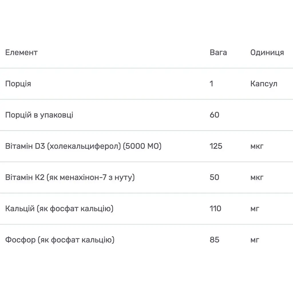 Вітамін D3 + K2 Solaray Soy-Free 60 вегетаріанських капсул - фото 3