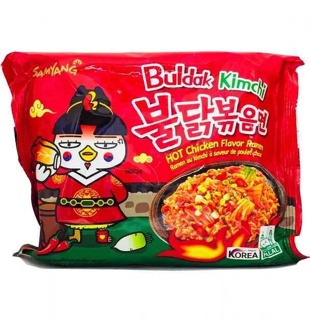 Локшина швидкого приготування Samyang Buldak Kimchi Hot Chicken Flavour Ramen 135г - фото 3