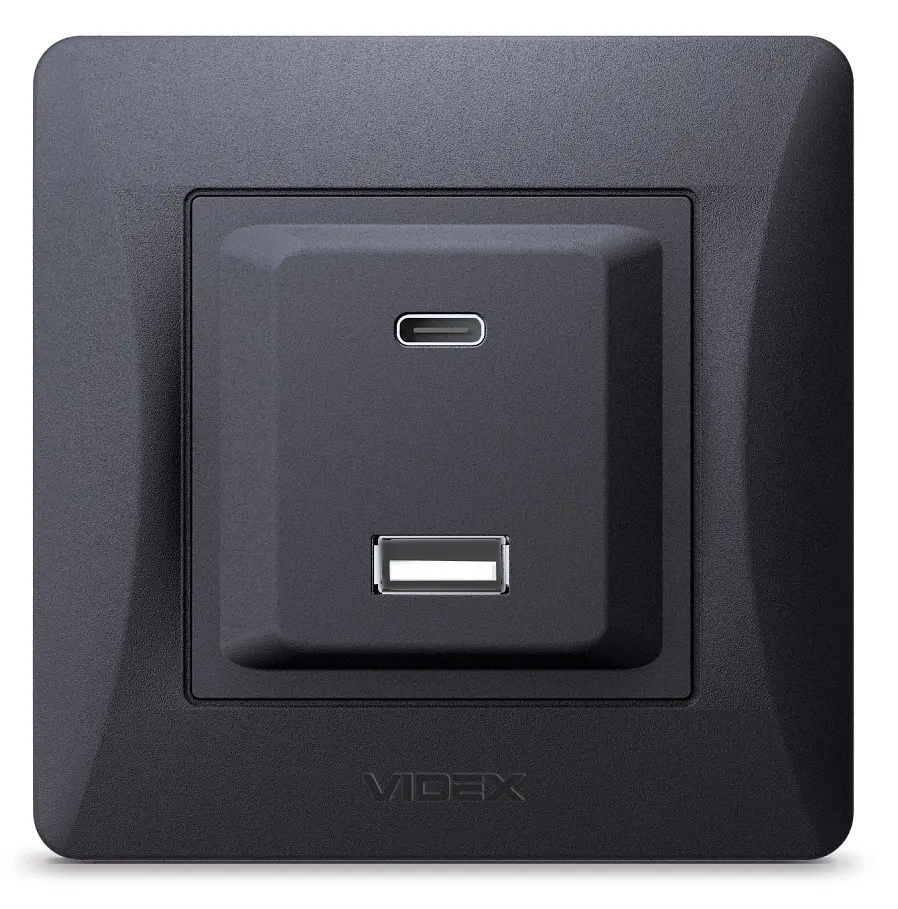 Розетка Videx Binera USB-A + USB-C PD20W чорний графіт (VF-BNCHRUC20-BG) - фото 3