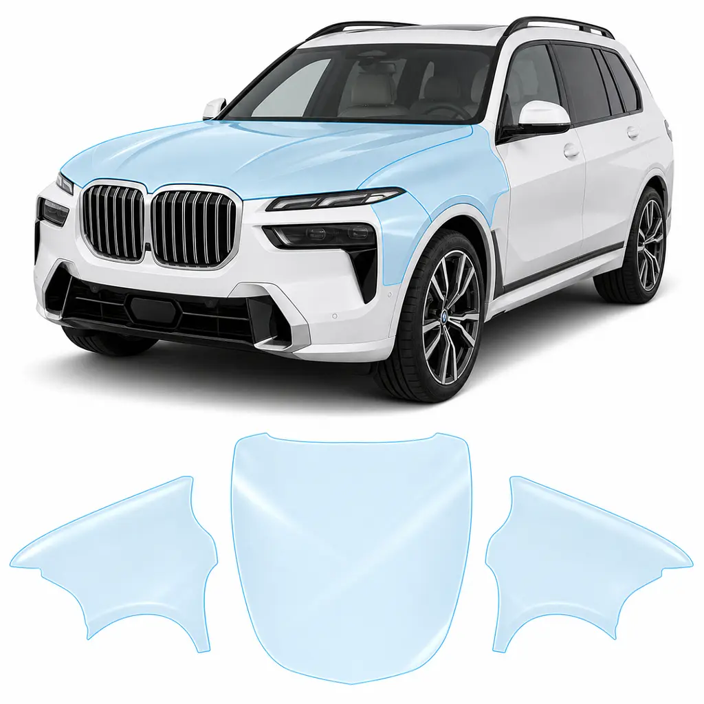 Антигравійна захисна бронеплівка за лекалами для BMW X7 G07 facelift 2022- капот і передні крила