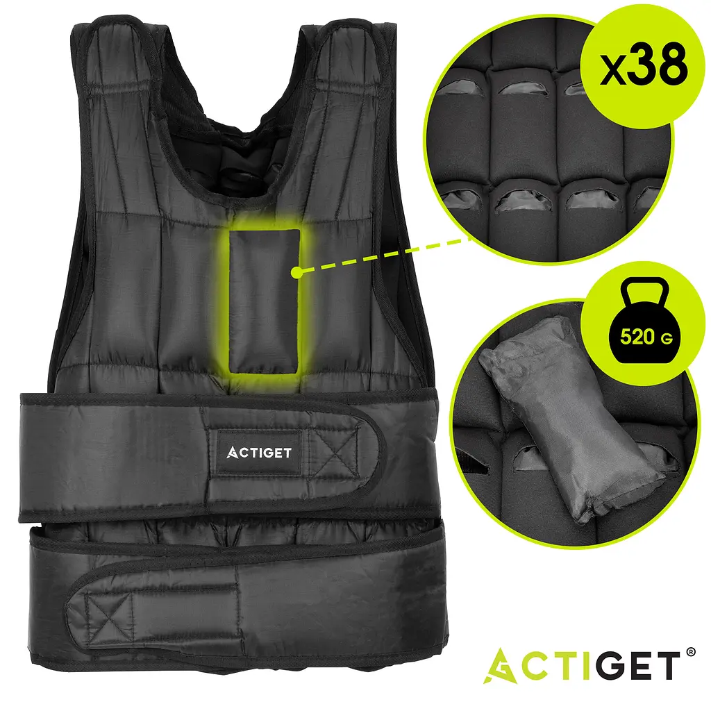 Жилет-обважнювач для тренувань Actiget 20 кг зі змінною вагою ACT0123 Black - фото 6