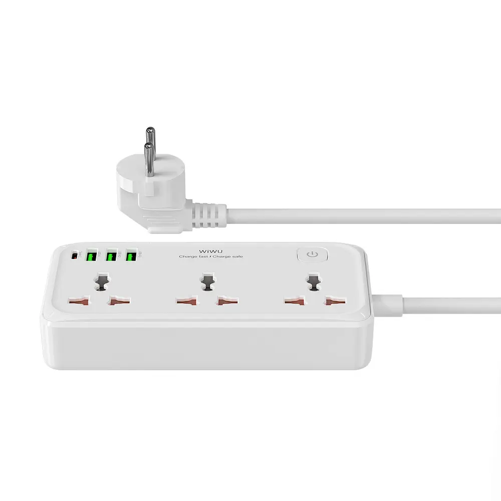 Мережевий подовжувач WIWU 30W Cube Multiple Function GaN Power Strip 1C3A+3 sockets Wi-S005 EU White (6977703654196) - фото 6