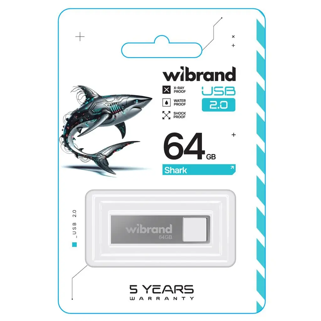 Flash Wibrand USB 2.0 Shark 64Gb Silver - фото 2