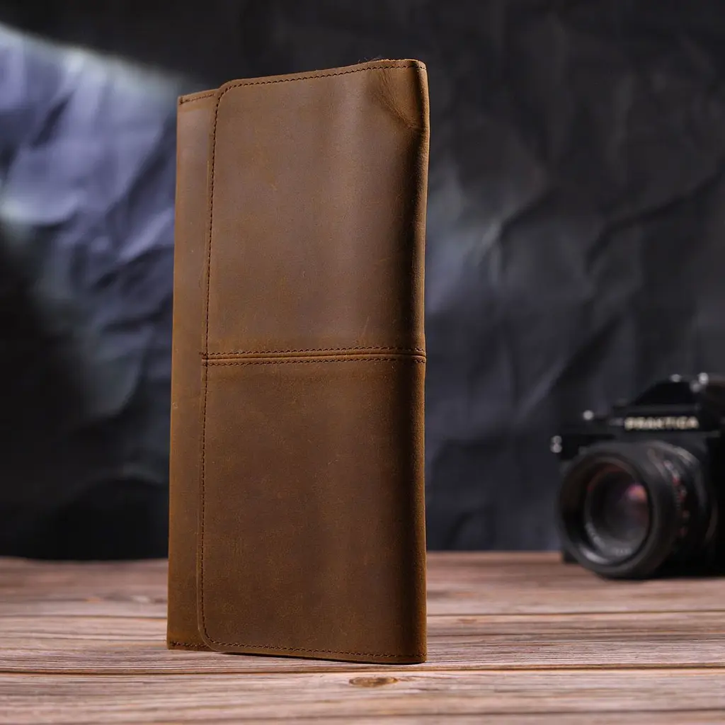 Тонкий чоловічий гаманець з натуральної вінтажної шкіри 21296 Vintage коричневий - фото 8