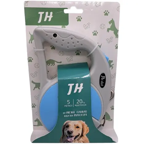 Повідець-рулетка TH Pet Dog для собак вагою до 20 кг сіро-синій 5 м