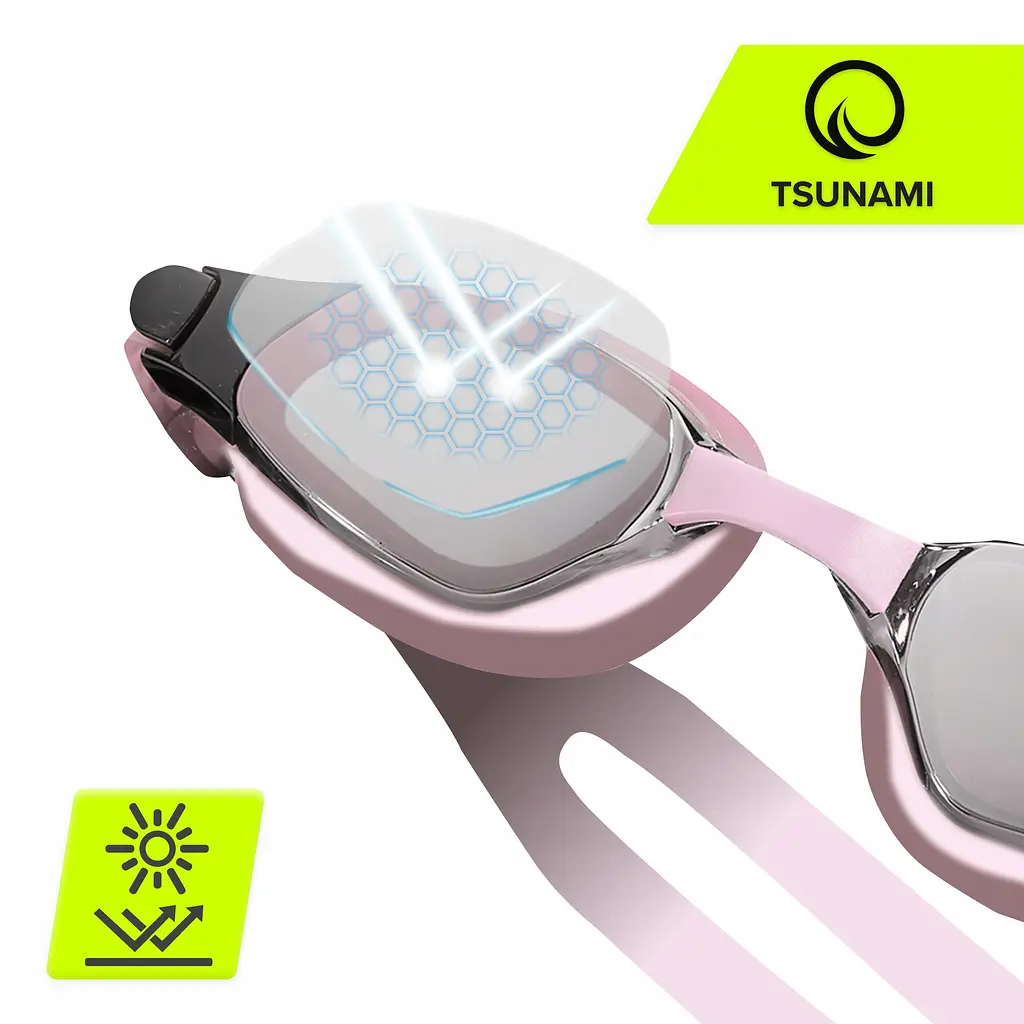 Окуляри для плавання TSUNAMI Anti-Fog 3 в 1 чохол, беруші та затискач для носа Pink (P-5905973401777) - фото 2