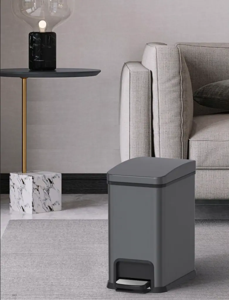 Відро для сміття з плавним закриттям прямокутне Koer TC-010108-07 8 л graphite KR5591, Графит - фото 8