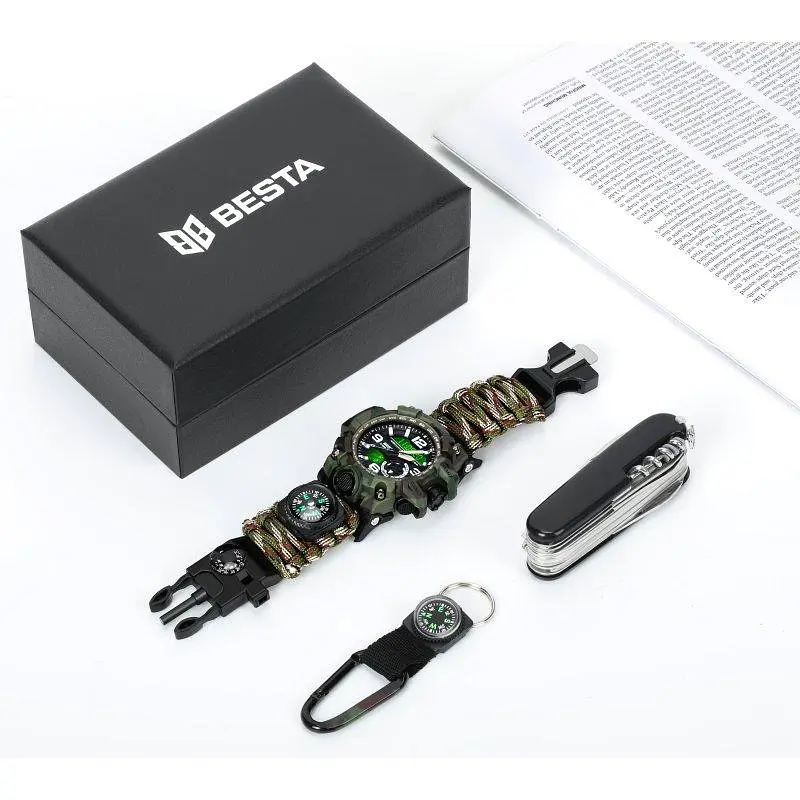 Чоловічий наручний годинник Besta Box Military Set з компасом + подарунковий набір - фото 2