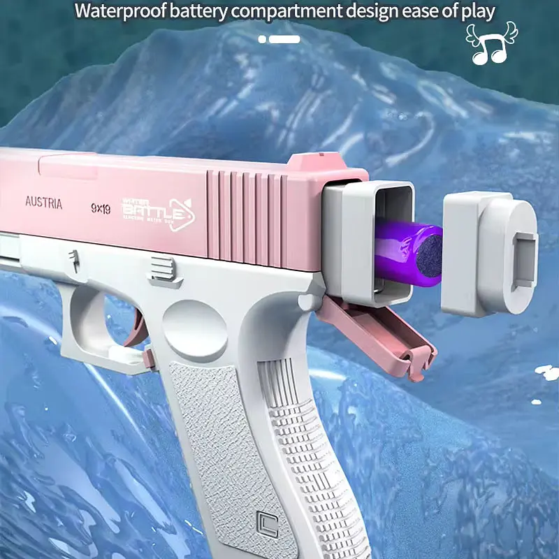 Водяний акумуляторний пістолет Glock Water Gun (250ml) with lithium battery Pink - фото 5
