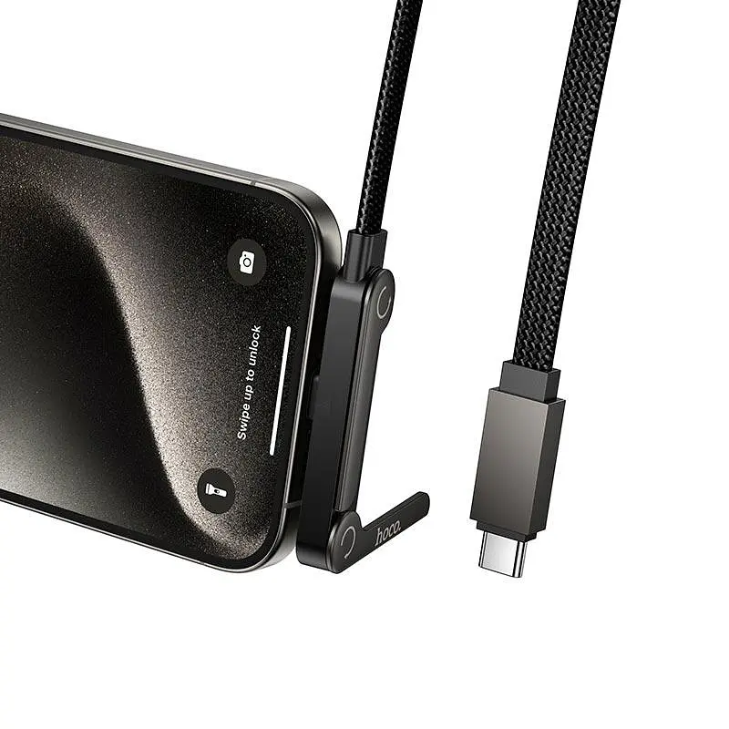 Кабель HOCO C to C Exquisite bracket charging data cable U150 1.2m, 60W/3A - фото 2