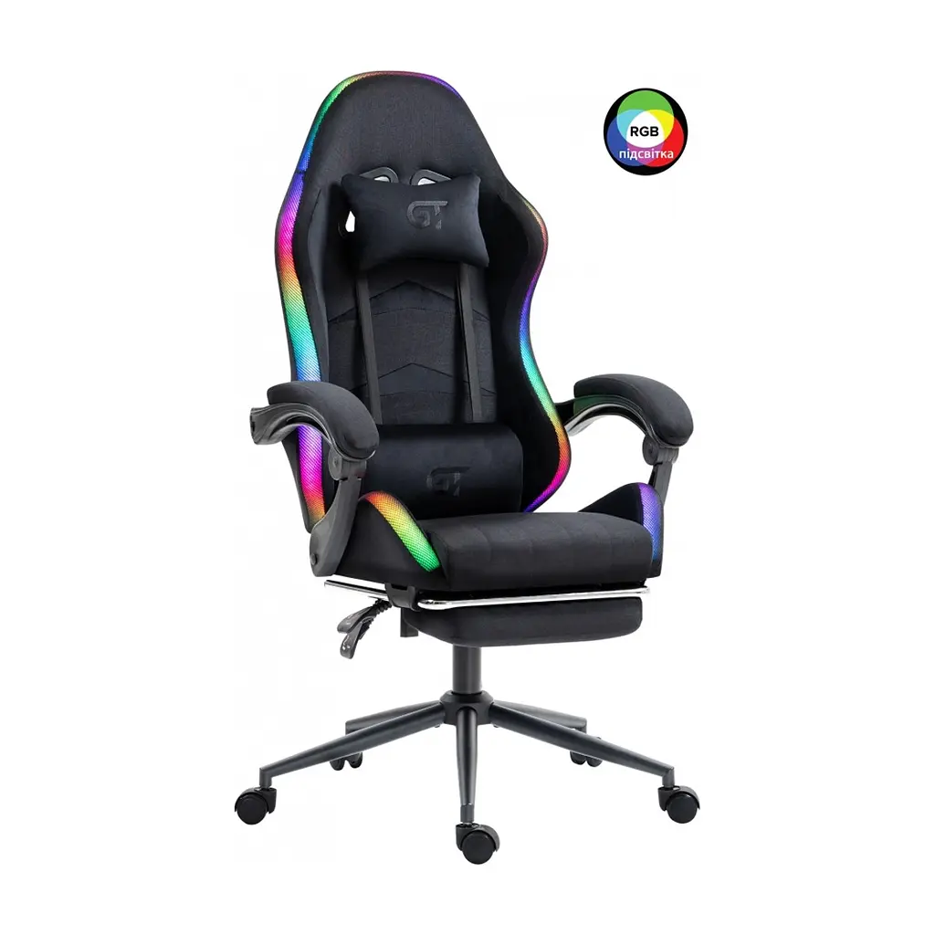 Крісло ігрове GT Racer X-2325 Fabric Black LED (X-2325 Fabric Black L) - фото 3