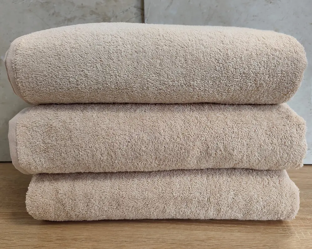 Набір турецьких махрових однотонних рушників Zeron 3 штуки 70х140 Beige щільність 500 г/м2
