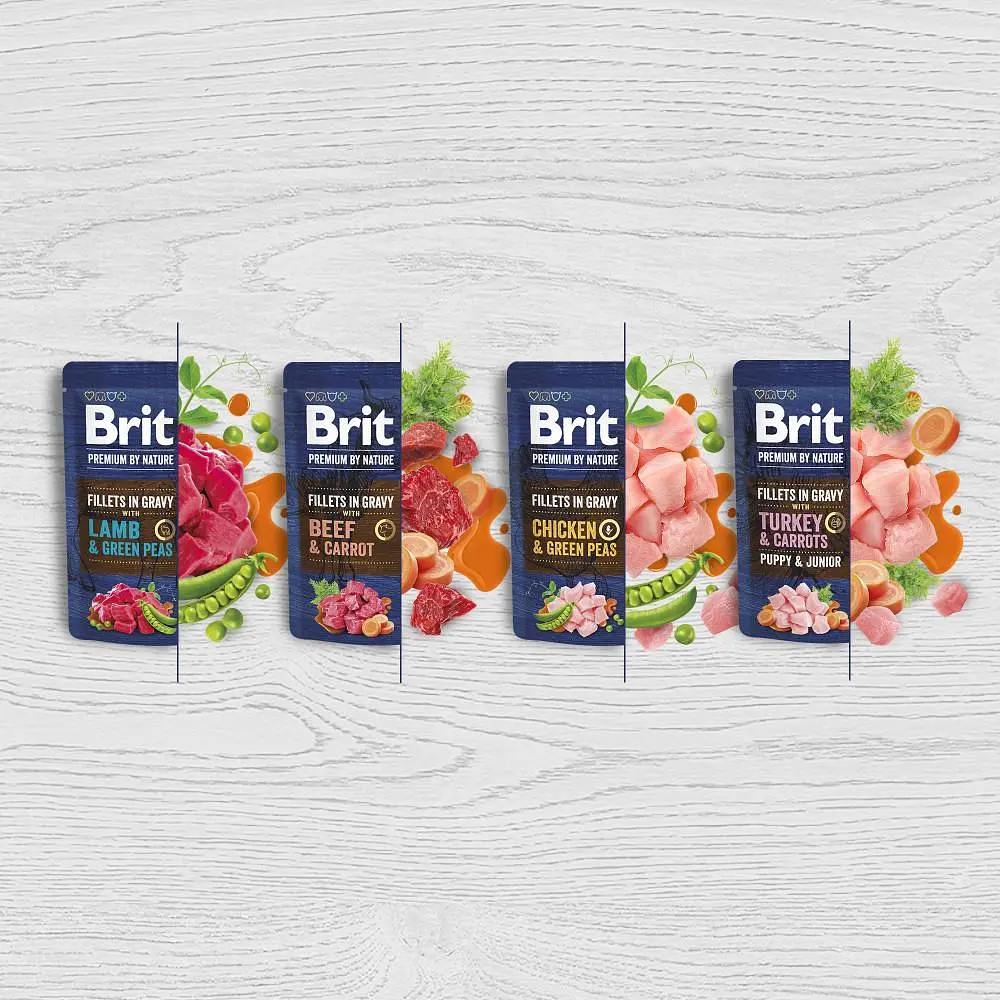 Вологе корм Brit Premium Fillets in Gravy Lamb & Green Peas для собак малих порід філе в соусі з ягням та зеленим горошком 85 г - фото 10