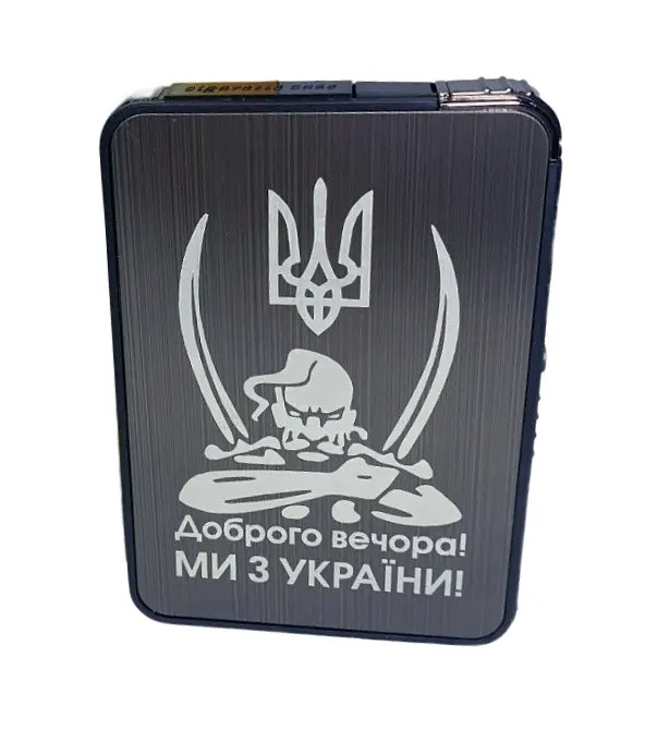 Портсигар на 10 сигарет із запальничкою HL-427 Gray, Доброго вечора! Ми з України! (16369) - фото 2