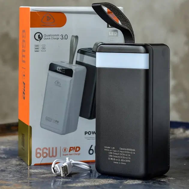 Универсальная зарядная батарея Power Bank LionPatton 60000Mah (Черный) - фото 3