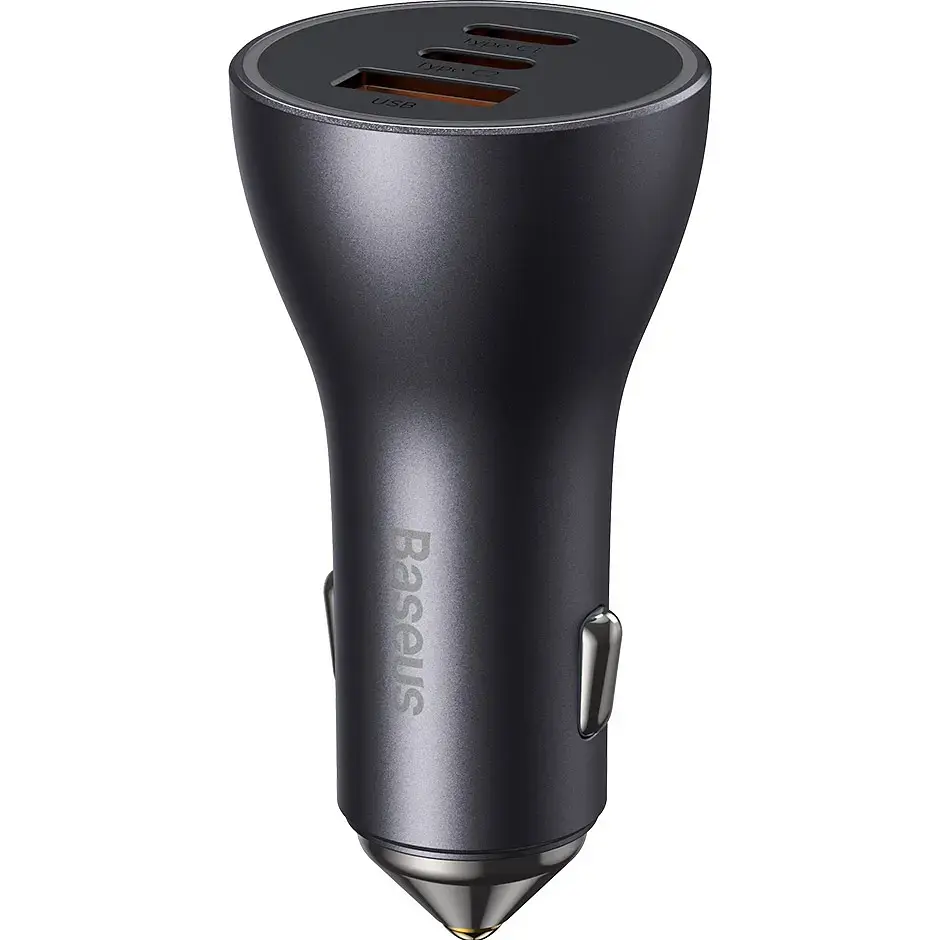 Автомобільний зарядний пристрій Baseus Golden Contactor Triple Fast Charger Car Charger 65W U+C+C CGJP010013 Dark Grey - фото 3