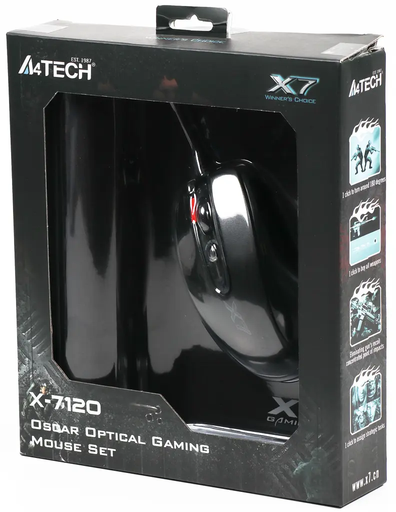Комплект: мишка + килимок A4Tech X-7120 USB Black - фото 3