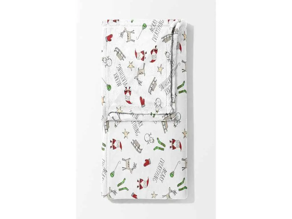 Плед LELIT 180*200 Новорічний Велсофт,Білий Merry everything - фото 5