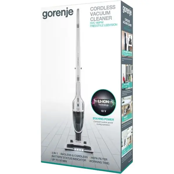 Пилосос акумуляторний 2 в1 Gorenje SVC 180 FW біло-сірий (VC2931) - фото 3
