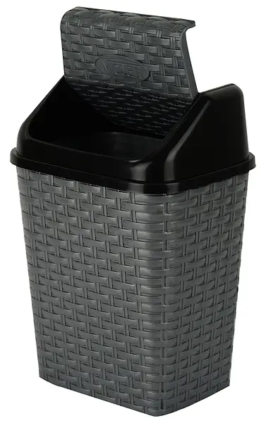 Кошик для сміття Violet House Ротанг Metallic, поліпропілен, 10 л, сірий (0752 Роттанг Metallic с/к 10 л) - фото 2
