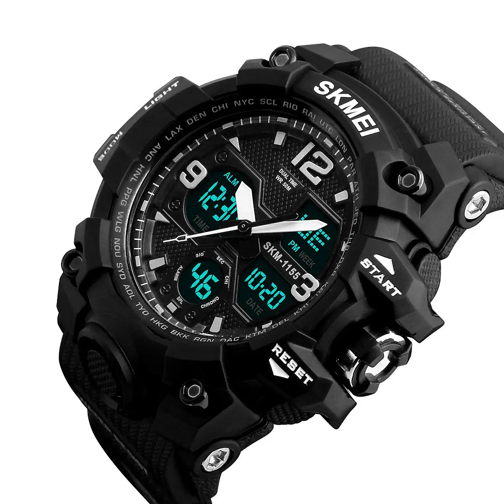 Наручний годинник чоловічий Skmei 1155 Black, 1155BBK (12277) - фото 2