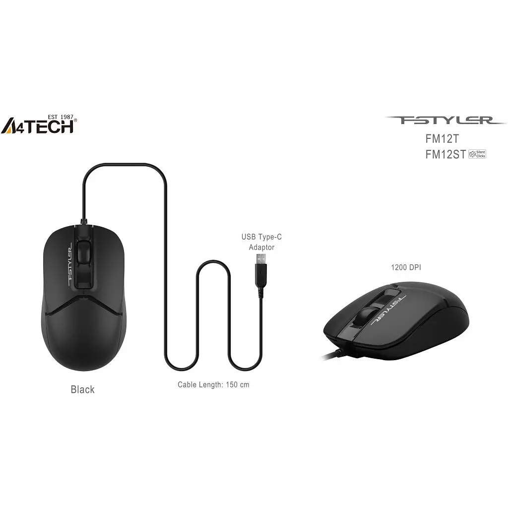 Мишка A4Tech FM12ST USB Black (4711421990271) - фото 10