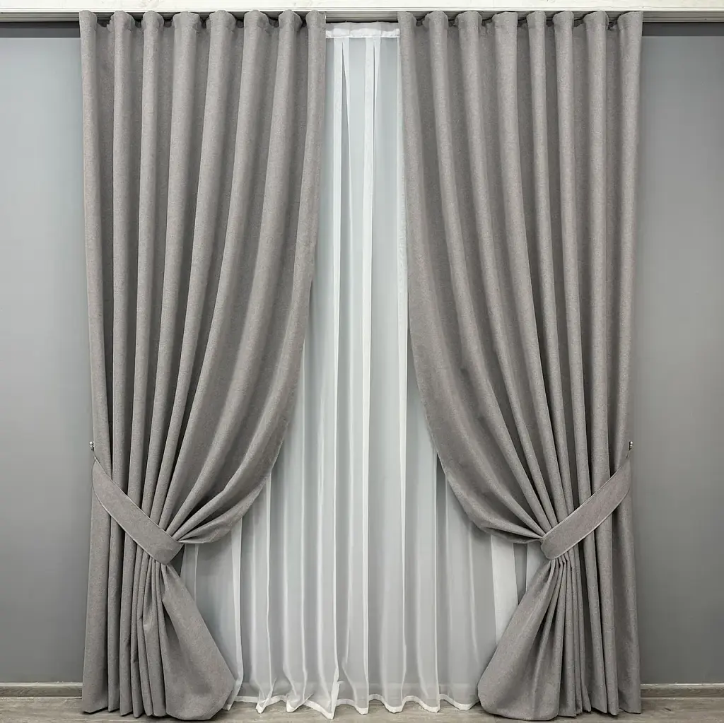 Комплект штор VR-Textil Ashen Night блекаут 2 шт 150x290 см бежево-сірий (1850ш) - фото 2