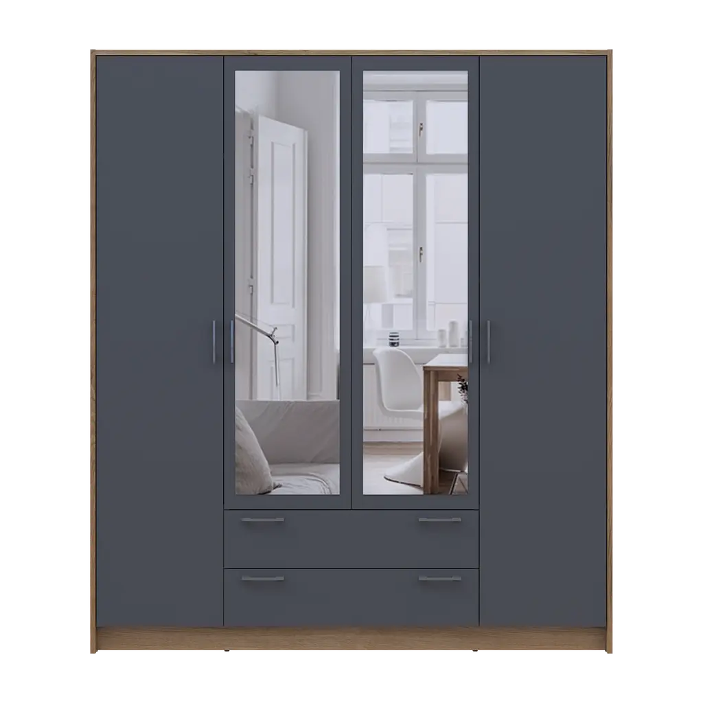 Шафа для одягу Doros Ронді з дзеркалом Дуб Артизан/Графіт 4ДСП 160х52х195 (80737826) - фото 5