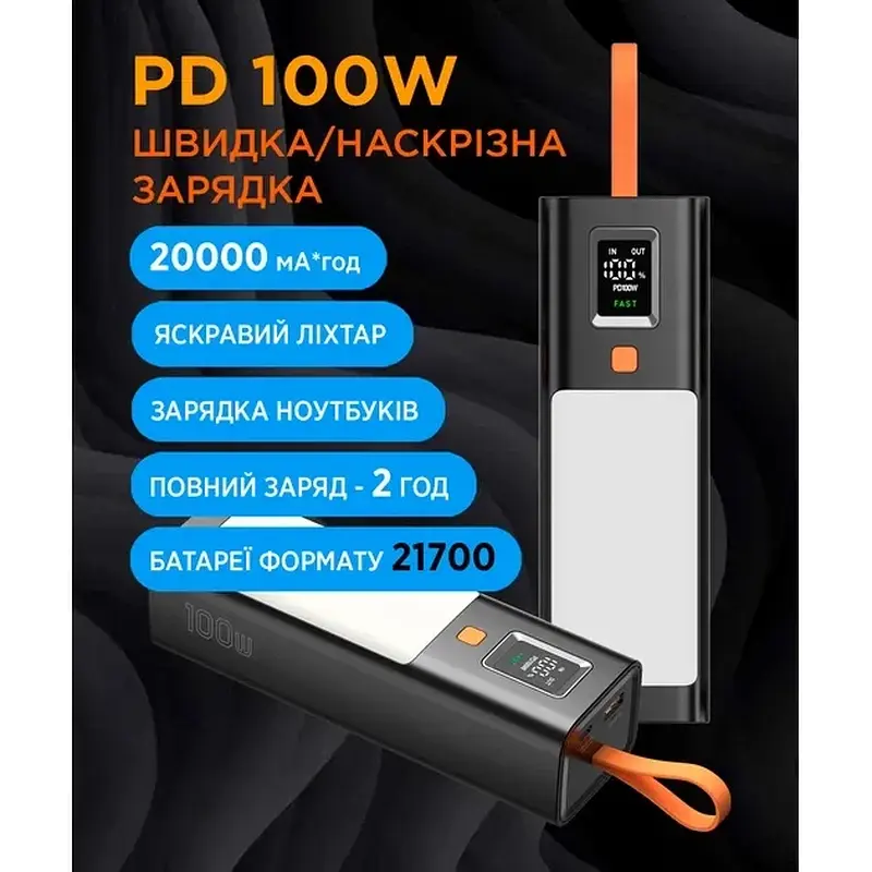 УМБ Sigma X-power SI20A9QLX 20000 mAh 100W LED Lamp Black (4827798877814) - фото 8