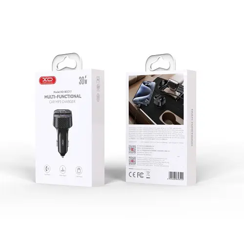 ФМ-модулятор XO BCC17 Smart Bluetooth MP3 A+C Dual Port PD30W Чорний - фото 2