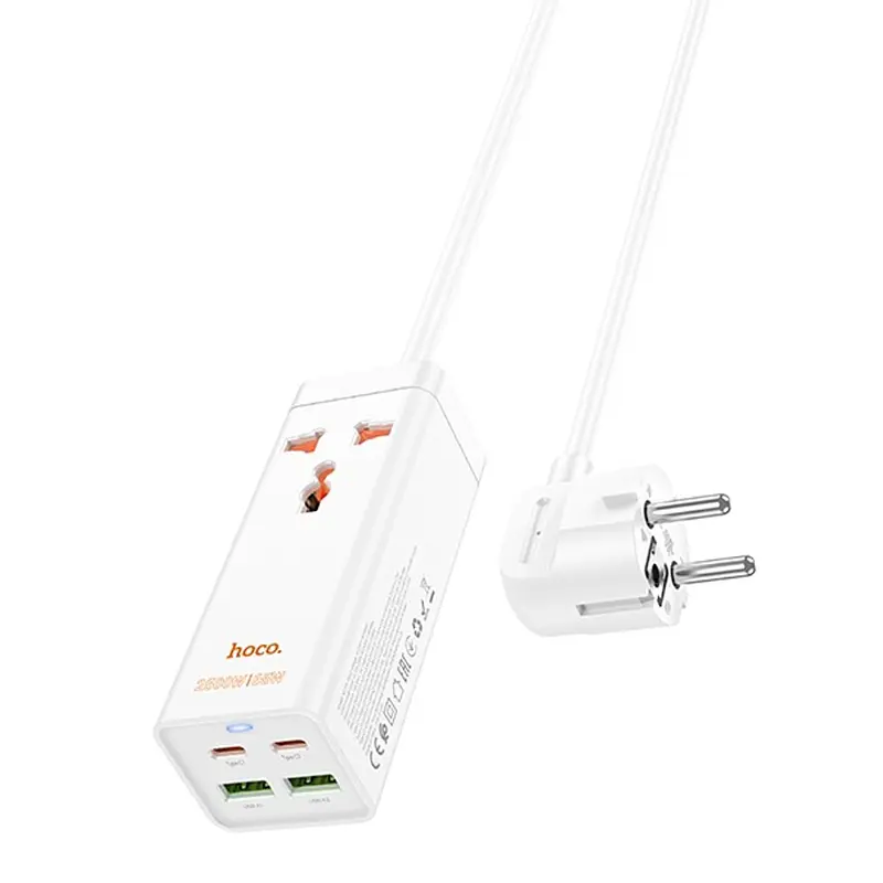 Подовжувач AC10A Talent PD65W+QC3.0 (2USB-A/2C/1xSocket) (1.5 m) White Hoco teh0029518 - фото 4
