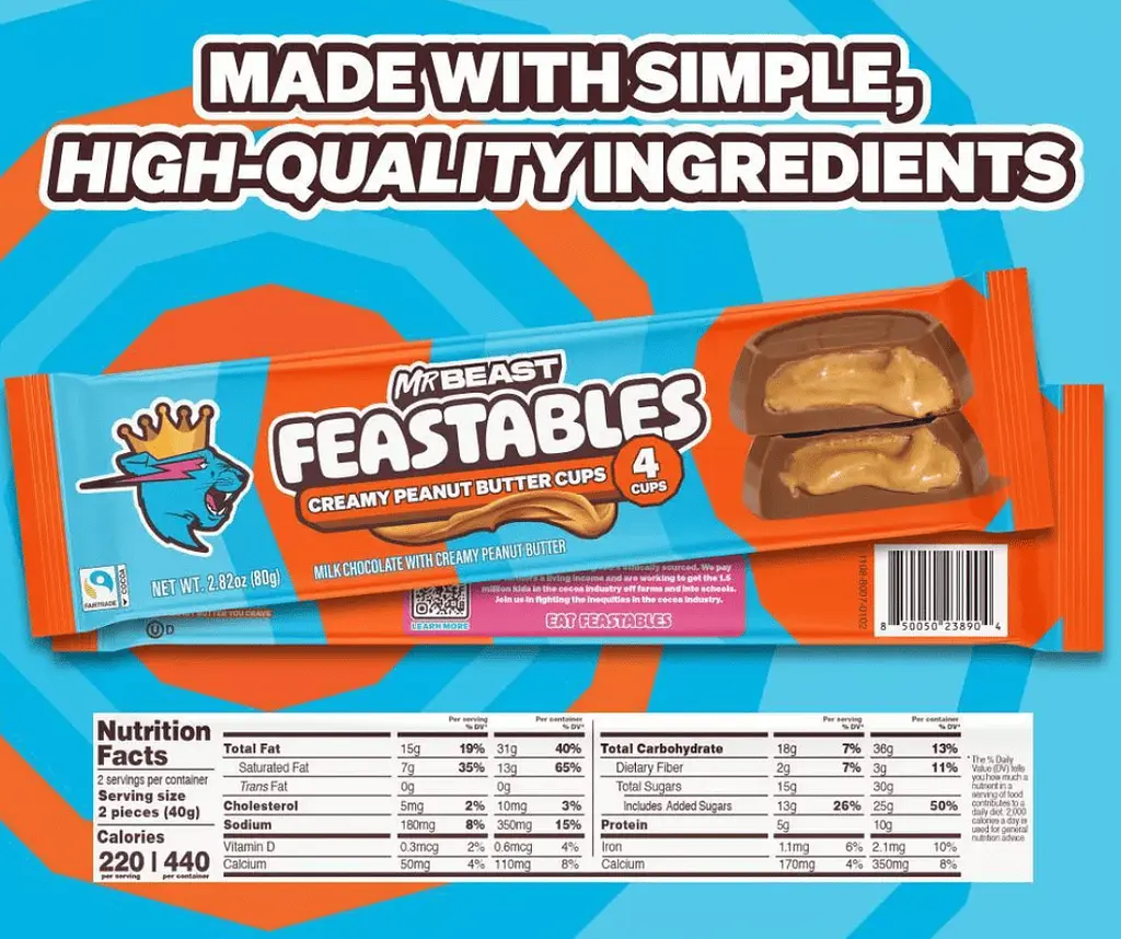 Шоколадні батончики Feastables MrBeast Milk Chocolate Peanut Butter 4 шт х 40 г - фото 6