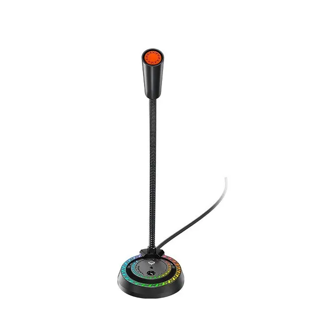 Настольный USB-микрофон MeeTion MT-MC14 с подсветкой RGB 5В Гусиная шея на 360 градусов Черный - фото 2