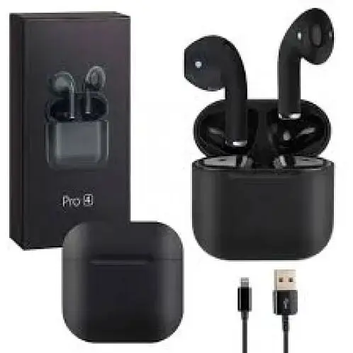 Бездротові навушники Grand TWS Pro 4 Bluetooth чорні + кабель USB - Lightning 726434182323 - фото 3