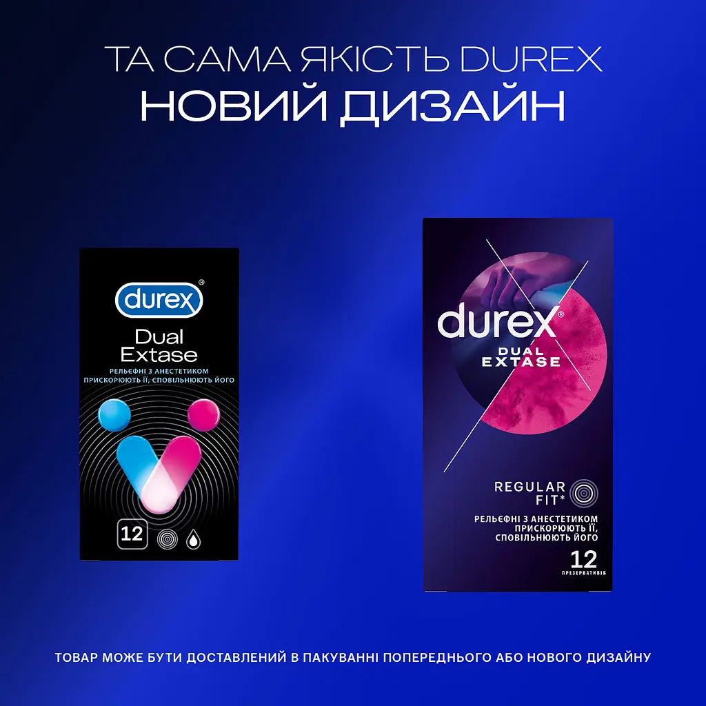 Презервативи латексні з силіконовою змазкою Durex Dual Extase, рельєфні з анестетиком, 12 шт. (3022818) - фото 4