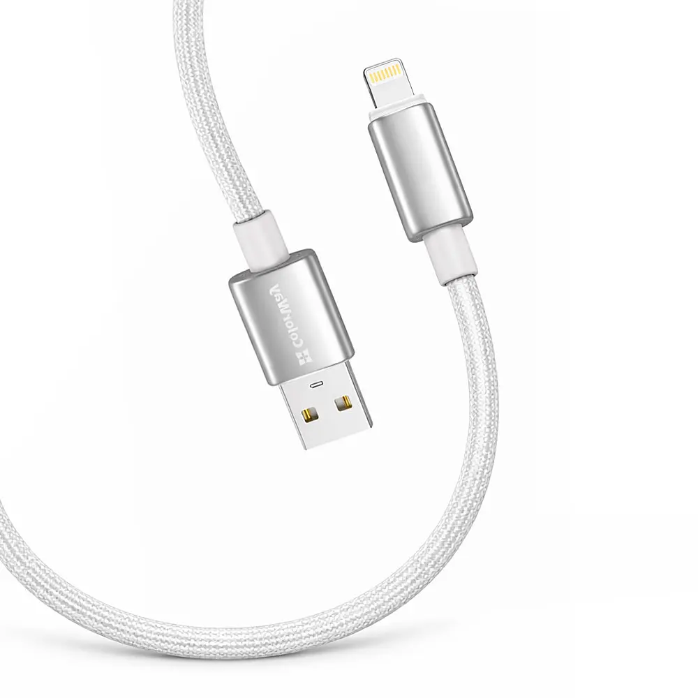 Кабель ColorWay USB - Lightning (M/M), zinc alloy braided, 3А, 2 м, Білий (CW-CBUL099-WT) - фото 2