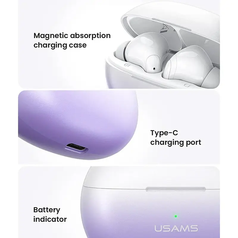 Беспроводные TWS наушники Usams-XD19 X-don Series ENC BT 5.3 Gradient Purple - фото 2