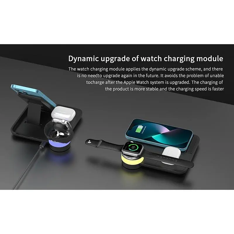 Зарядка Qi 4in1 wireless charger RGB X499 для Phone/Watch/Earphones 15W Max чорна - фото 9