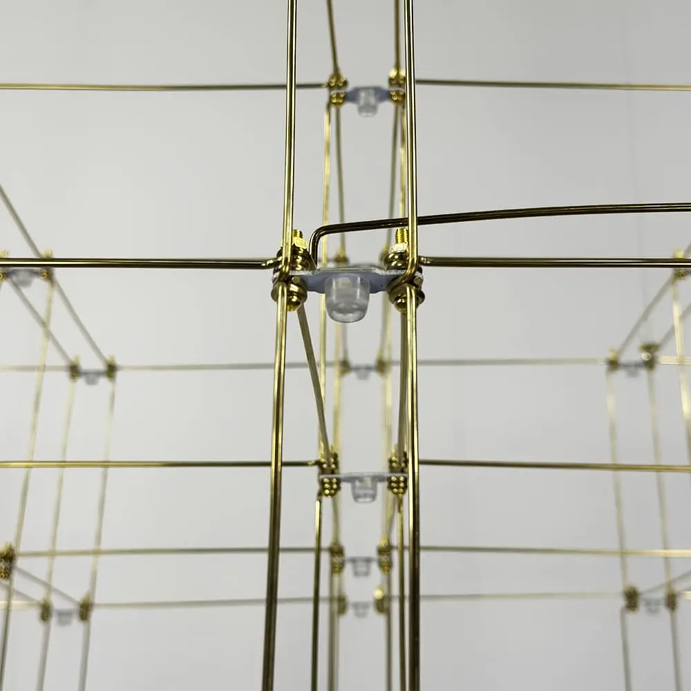 Золотая геометрическая люстра в форме параллелепипеда 95*60*60 см | Ст. MJ 199-950*600*600 Titanium Line F - фото 6