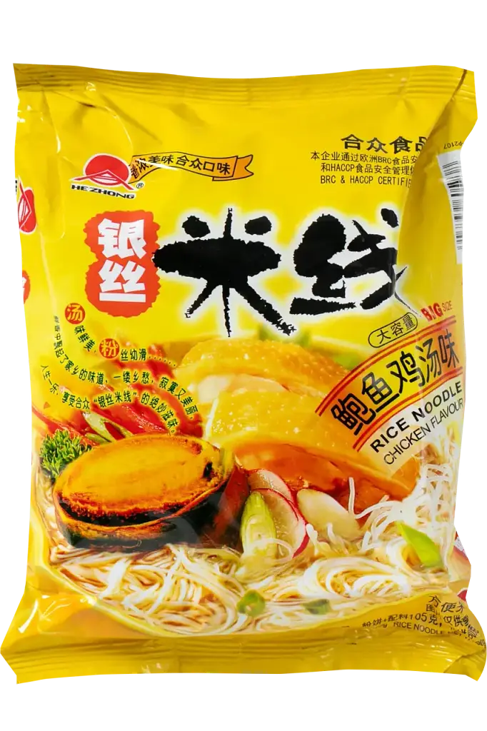 Локшина рисова Hezhong Chicken Flavour зі смаком курки та молюсків 105г.