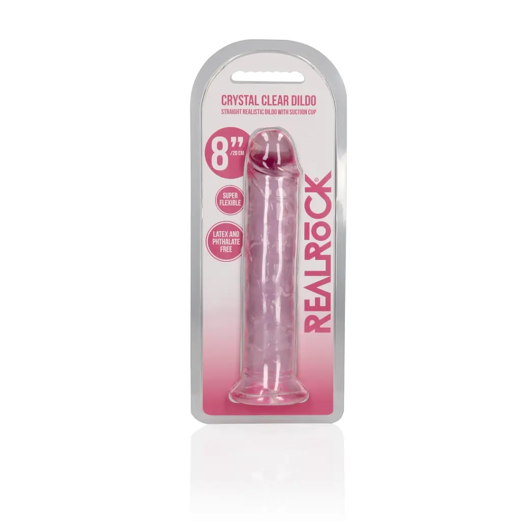 Фаллоимитатор RealRock Crystal Clear, 22 см (розовый) - фото 7