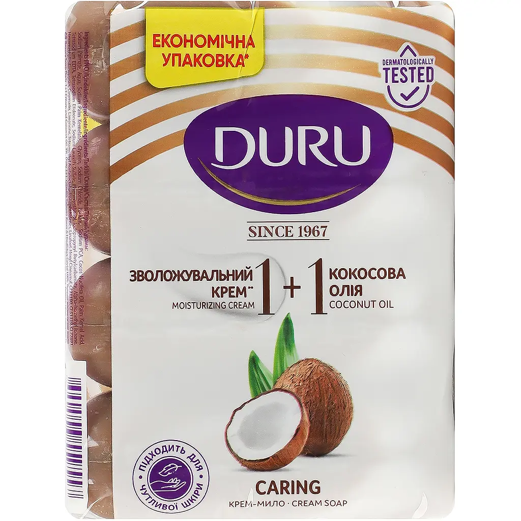 Туалетне мило Duru 1+1 Крем та Кокосова Олія 320 г (4 шт. х 80 г) - фото 2