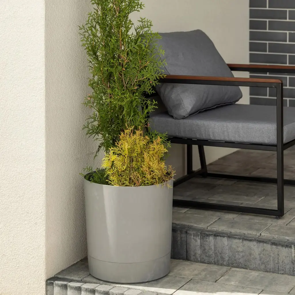 Вазон Lamela Aura з підставкою сірий бетон 20 x 21 см (9701247) - фото 3