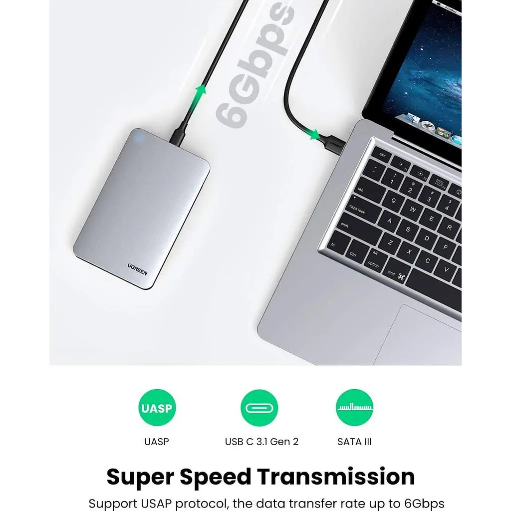 Зовнішня кишеня Ugreen 2.5-Inch SATA External Hard Drive Enclosure (UGR-70498) - фото 2