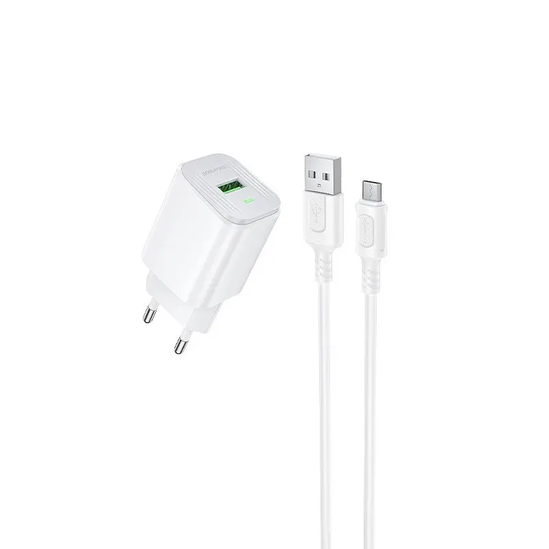 Мережевий зарядний пристрій з кабелем BOROFONE BAS82A Star single port QC3.0 charger set (Micro) (EU) Білий