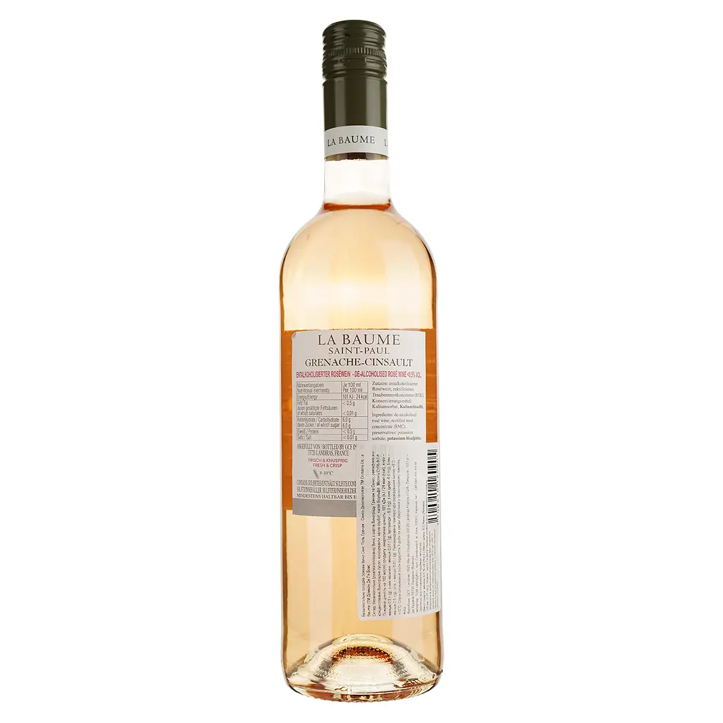 Вино Domaine De La Baume Saint Paul Grenache Cinsault Alcogol free розжеве солодке 0.75 л - фото 2