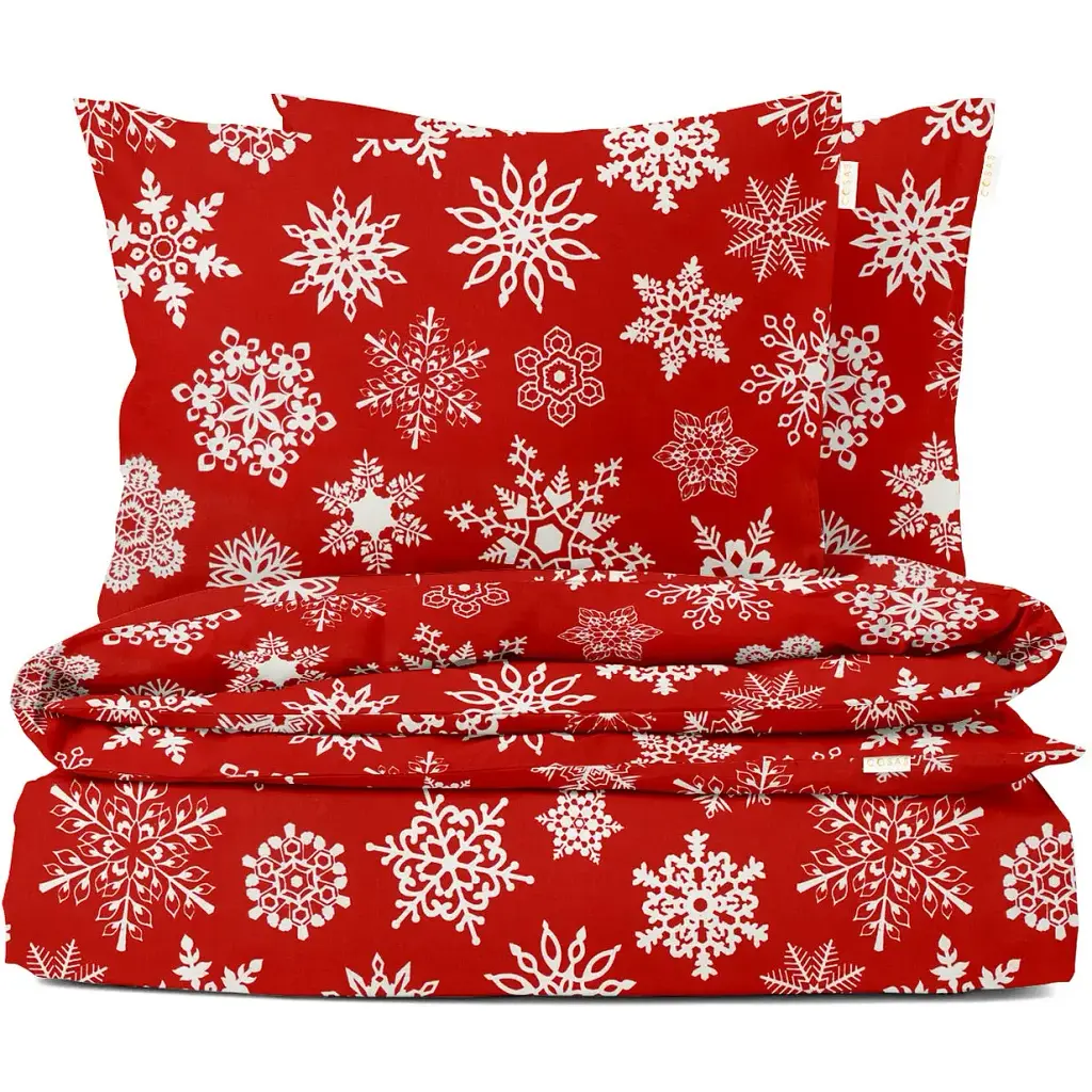 Комплект постільної білизни Cosas євро без простирадла WINTER CS1 200 x 220 см (SnowflakesWhiteRed_200_2)