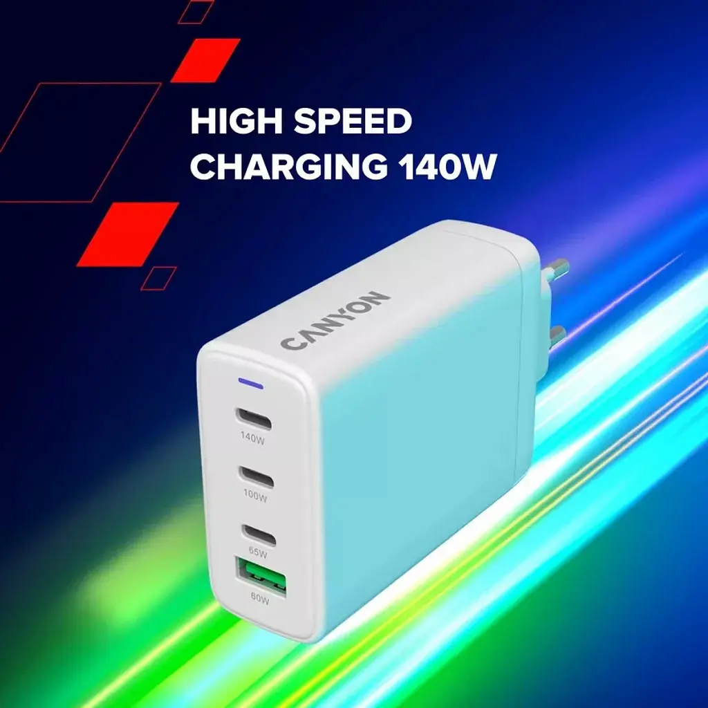 Зарядний пристрій Canyon CU140ACC GaN 150 Вт 3xPD 1xQC EU білий (CNS-CUW140ACC) - фото 8